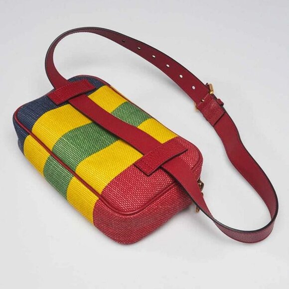Gucci Multicolor Striped Canvas and Leather Baiadera Belt Bag Size 90/36 - Picture 3 of 10